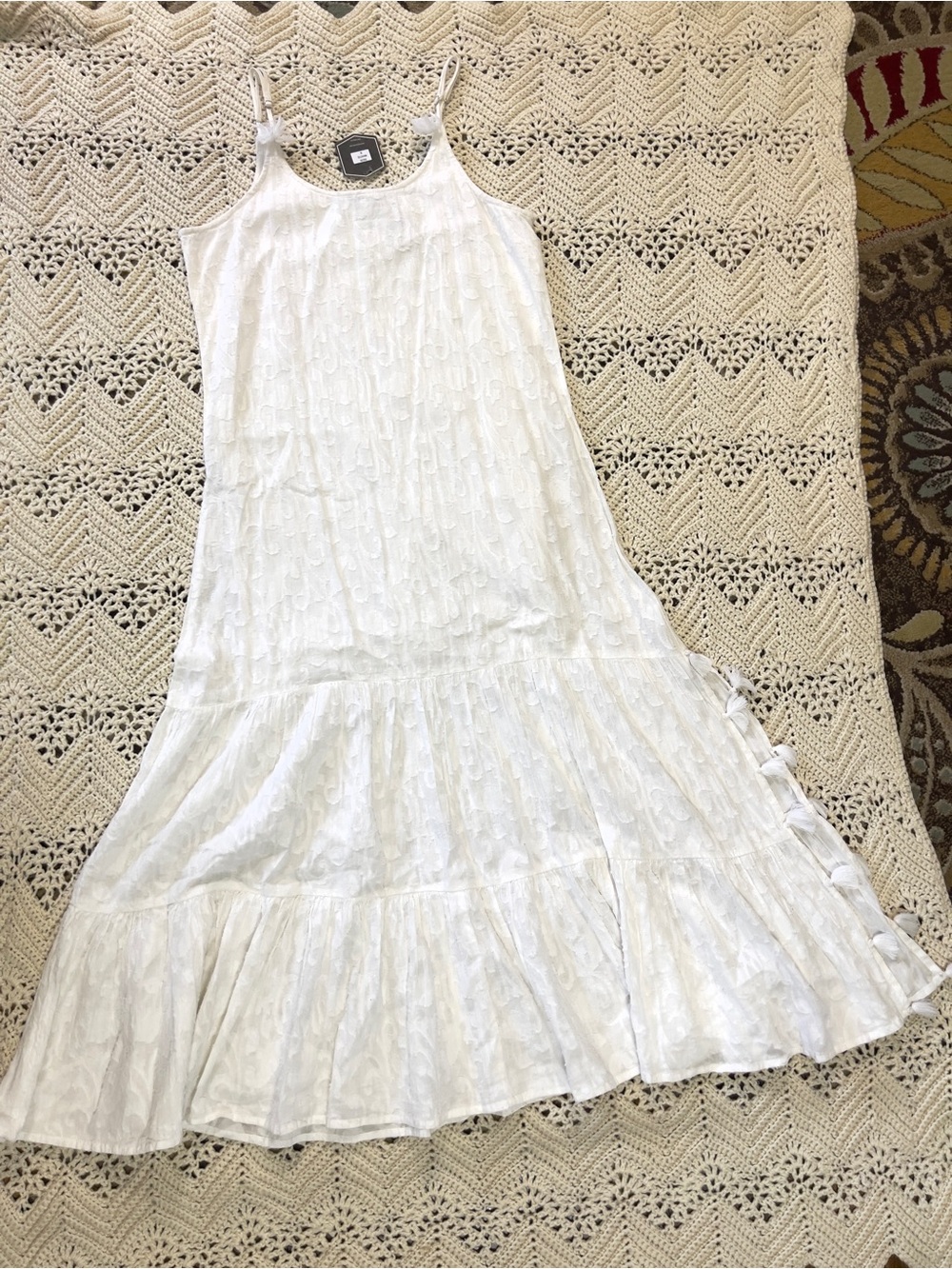 Giocam white boho beach maxi cotton Dress NWT Size small